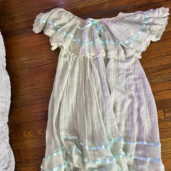 Semi sheer baby blue cold shoulder mini dress - Picture 8 of 11
